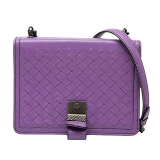 Bottega Veneta Pre-owned Woven Nappa Shoulder Bag - Dames - Pre-owned - Paars - Maat: ONE Size Leer