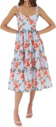 Hutch Kalli Sleeveless Dress In Blue/coral Striped Ground Spacious Rose