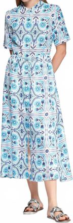 Vilagallo Aroa Midi Dress In Azul Lino