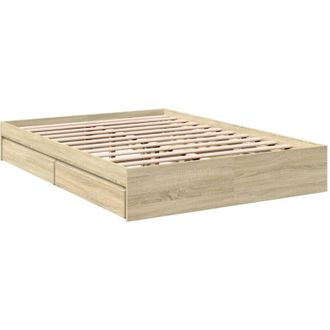 vidaXL Cama Con Cajones Madera Ingenier&iacute;a Roble Sonoma 135x190 Cm Vidaxl