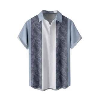 Generic Short Sleeve Aloha Beach Tops Floral Summer Casual Button Down Shirts Mens Bowling Shirts 1950s Hawaiian Vintage Button Down Short Sleeve Shirts Summe