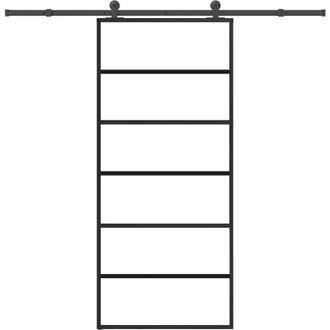 vidaXL Vidaxl - Puerta Corredera Con Set Herrajes Vidrio Esg Aluminio 90x205 Cm