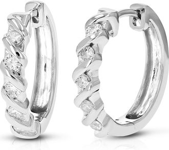 Vir Jewels 1/2 cttw Lab Created Diamond Hoop Earring in Sterling Silver Channel 3/4 Inch