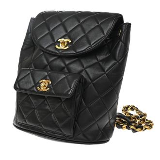 Chanel Vintage Cc Pocket Quilted Lambskin Black Leather Backpack Bag (Pre-Owned)