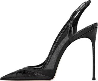 Generic Women Fashion High Heel Sandals Pointed Toe Elastic Back Strap Holiday Dress Shoes Black