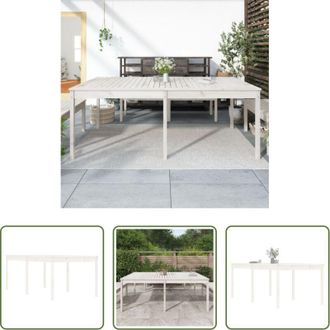 vidaXL Tavolo da patio - Tavolo da Giardino Bianco 203,5x100x76cm Legno Massello di Pino