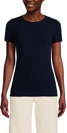 Lands End Cotton Rib T-shirt in Deep Sea Navy at Nordstrom, Size Small P