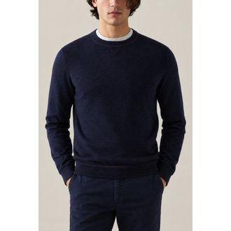 Brunello Cucinelli MenS Navy Wool Blend Crewneck Sweater, Size 48