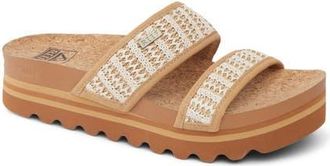 Reef Cushion Vista Hi Platform Slide Sandal in Tan/Vintage Woven at Nordstrom, Size 8