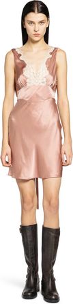 Chlo&eacute; Sleeveless Mini Dress in Washed Silk Satin and Lace