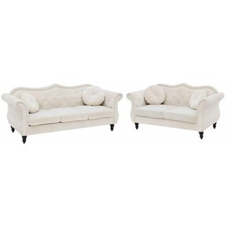 Beliani Set divani in velluto beige 5 posti Skien