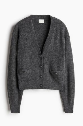 H&M Cardigan in Rippstrick - Dunkelgraumeliert