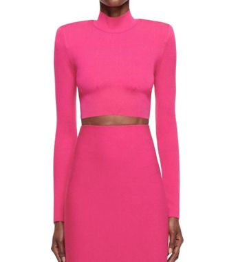 Roland Mouret Cropped Knit Top In Pink