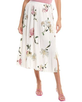 Vince Wilted Peony Pleated Side Tie Skirt