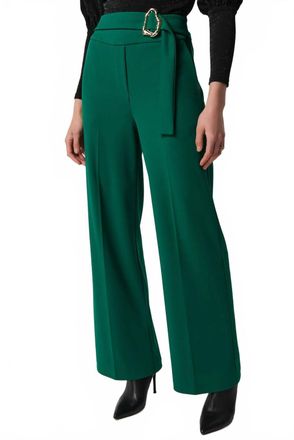 Joseph Ribkoff Belted Wide Leg Pant In Emerald
