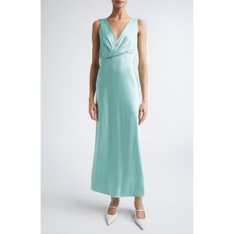 Jason Wu Bias Cut Crepe Back Satin Dress in Pale Sage at Nordstrom, Size 14