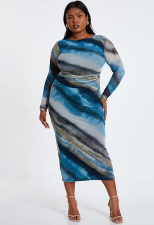 Quiz Womens Plus Size Mesh Round Neck Maxi Dress