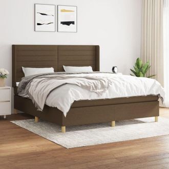 vidaXL Vidaxl - Cama Box Spring Con Colch&oacute;n Tela Marr&oacute;n Oscuro 180x200 Cm