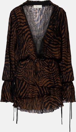 Blumarine Zebra-print chiffon mini dress