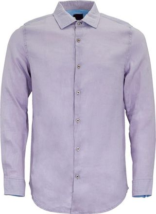 Lords of Harlech Uomo Solid Long Sleeve Fine Linen Shirt in Laurent Lavender at Nordstrom, Size X-Large