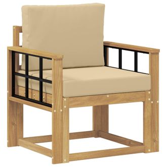 vidaXL 2 Pieza Conjunto De Sof&aacute;s De Exterior Poli&eacute;ster Blanco Y Beige Vidaxl