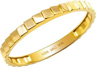 MAX + STONE Solid 10k Yellow Gold Stackable Ridged Ring