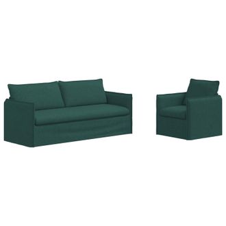 vidaXL Juego De Sof&aacute; 2 Uds. Verde Oscuro Tela Vidaxl