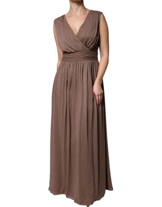 PESERICO Sleeveless Deep V-neck A-line Long Maxi Womens Dress (Pre-Owned)