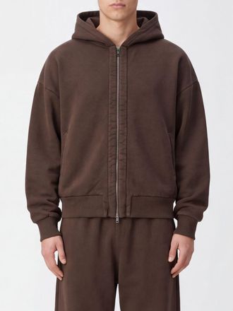 Entire studios Felpa con cappuccio e zip in cotone con bordi a costine