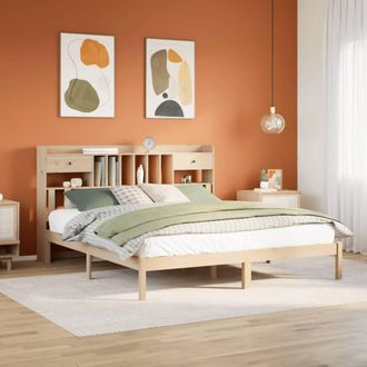 Berkfield Home Bookcase Bed without Mattress 180x200 cm Super King Solid Wood Pine in Brown