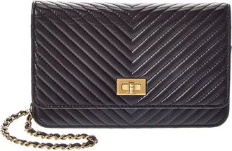 Chanel Black Lambskin Leather V-Stitch Tote (Authentic Pre-Loved)