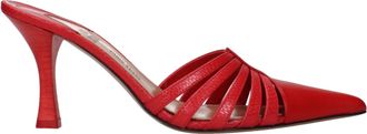 PARIS TEXAS Red Leather Stiletto Heel Womens Sandals