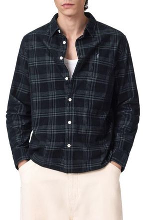 AllSaints Rockley Corduroy Button-Up Shirt in Surge Black at Nordstrom, Size X-Small