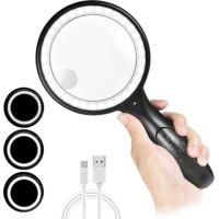 OEM Lupa De Lectura, Lupa Led De 60x, 30x Y 33x Con Luz, Recargable Por Usb, 3 Modos De Iluminaci&oacute;n, Lupa Iluminada Para Leer - Crezuo