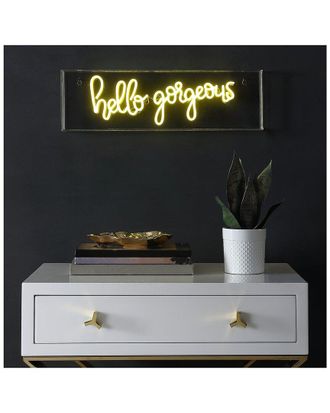 Jonathan Y Designs Jonathan Y Hello Gorgeous Glam Long Acrylic Box Usb Operated Led Neon Light