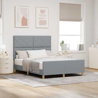 vidaXL Estructura De Cama Con Cabecera Gris Claro 160 X 200 Cm Tela Vidaxl