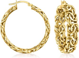 Ross-Simons 14kt Yellow Gold Byzantine Hoop Earrings
