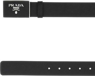 Prada Mens Belt Black Calfskin