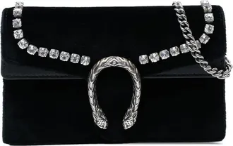 Gucci Borsa a tracolla Dionysus mini in velluto con cristalli 2016-2025 - Nero