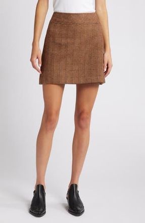 Treasure & Bond Herringbone Tweed Miniskirt in Brown- Tan Chevron Weave at Nordstrom Rack, Size Medium