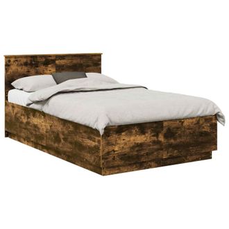 vidaXL Estructura De Cama Con Cabecera Roble Ahumado 120 X 190 Cm Vidaxl