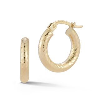 Ember Fine Jewelry 14K Gold Small Diamond-Cut Round Tube Hoops