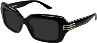 Balenciaga Dark Black Rectangular Ladies Sunglasses BB0465S 001 56