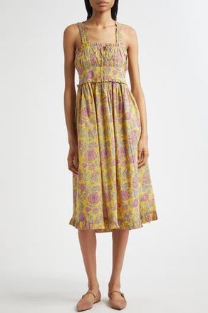 Mille Calla Floral Cotton Sundress in Citron Floral at Nordstrom Rack, Size Large