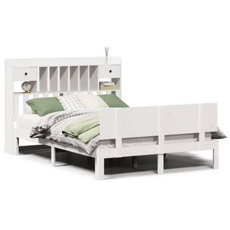 Berkfield Home Bookcase Bed without Mattress White 140x190cm Solid Wood Pine | Size: 140x190 cm