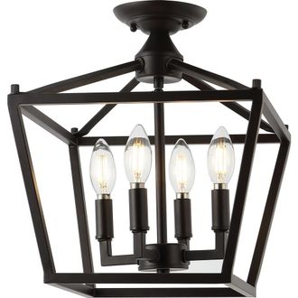 Jonathan Y Designs Plains 4-Light Iron Modern Farmhouse LED Flush Mount in Oil Rubbed Bronze at Nordstrom