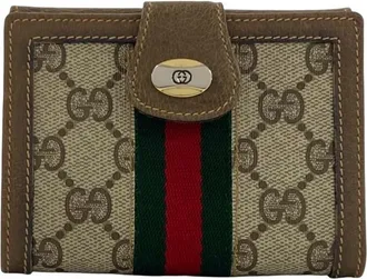 Gucci Brown Green Red Color Leather Pvc Wallet (Bi-Fold) (Pre-Owned)