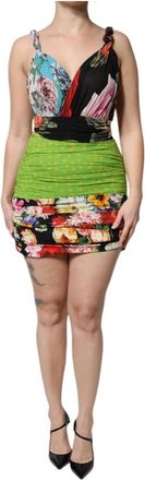 Dolce & Gabbana Floral Patchwork Mini Jurk - Dames - Korte kleedjes - Veelkleurig - M - Kleedjes