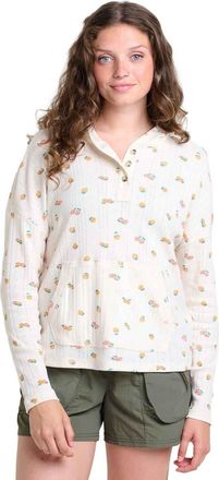 Toad & Co Foothill Pointelle Long Sleeve Hoodie in Salt Nasturtium Print at Nordstrom, Size X-Small