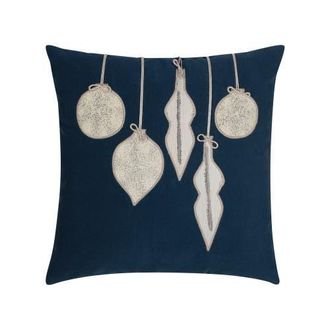 Elaine Smith Ornaments Hand Appliqued Indoor & Outdoor Woven Accent Holiday Pillow in Midnight at Nordstrom, Size 20X20